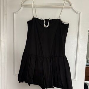 Elegant Black Mini Dress with White Accents